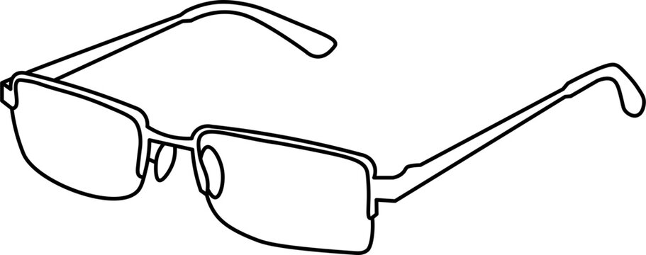 Rimless Glasses Outline Illustration Vector