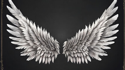 angel wings black and white - obrazy, fototapety, plakaty