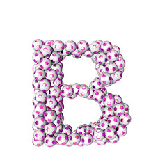 Symbol made from purple soccer balls. letter b