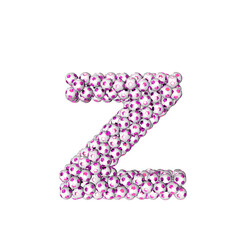 Symbol made from purple soccer balls. letter z