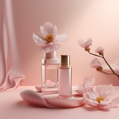 Elegant Perfume Bottles with Floral Arrangement