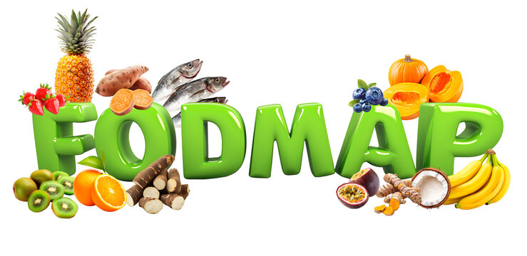 Fodmap healthy food irritable bowel syndrome banner concept over isolated transparent background