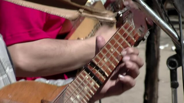 The "Sachaguitarra", A Musical Instrument Created by Elpidio Herrera, Used by Folkloric Musical Groups in Argentina. Close up.