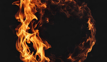 Flames of fire isolated on black background, Flames of fire isolated on black background.