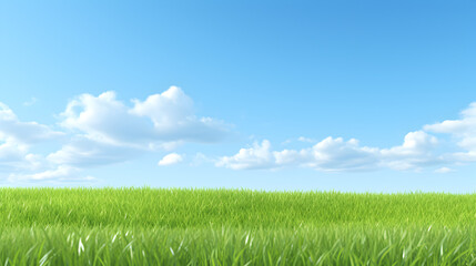 Fototapeta na wymiar green field and blue sky,, green grass and blue sky