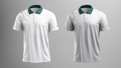 Eye-catching polo shirts in contrasting white and green colors, perfect for a trendy and fashionable look.