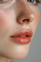 close up lips of woman, skincare routine