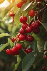 Bunch of Cherries Hanging From a Tree