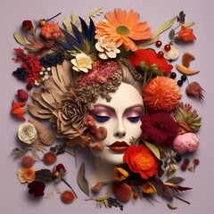 Floral Artistry with Mannequin Face