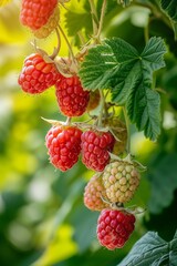Raspberries Hanging From a Tree