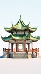 Fototapeta na wymiar chinese style jade green gazebo pagoda, ai