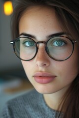 Fototapeta na wymiar portrait of a woman wearing fashionable eyeglasses