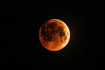 Stunning Red Moon in the Dark Sky.