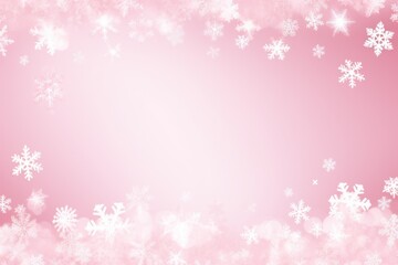 Pink christmas card with white snowflakes vector illustration 