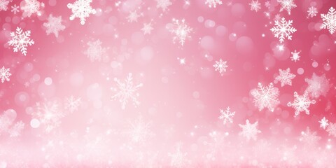 Naklejka na ściany i meble Pink christmas card with white snowflakes vector illustration 