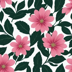 Tuinposter Seamless pattern with pink flowers © Vladyslav