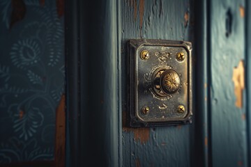 Close Up of a Door Handle on a Blue Door