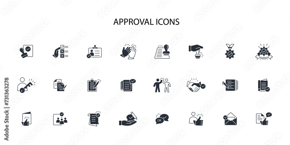 Poster approval icon set.vector.editable stroke.linear style sign for use web design,logo.symbol illustrati