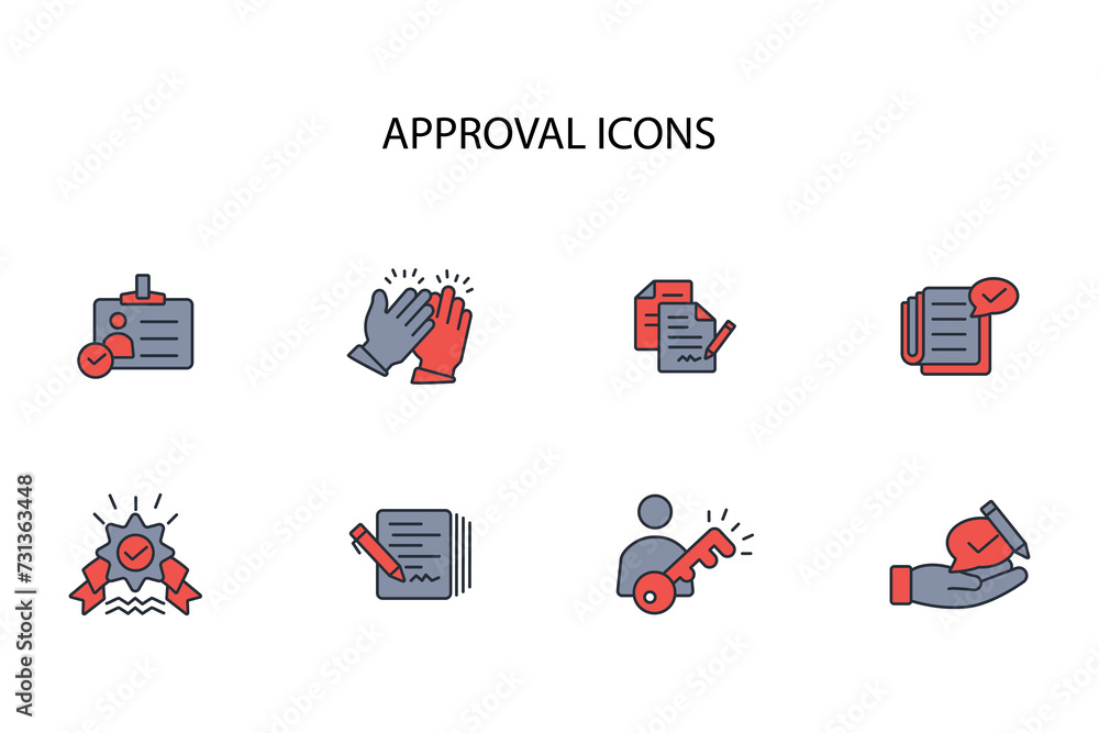 Poster approval icon set.vector.editable stroke.linear style sign for use web design,logo.symbol illustrati