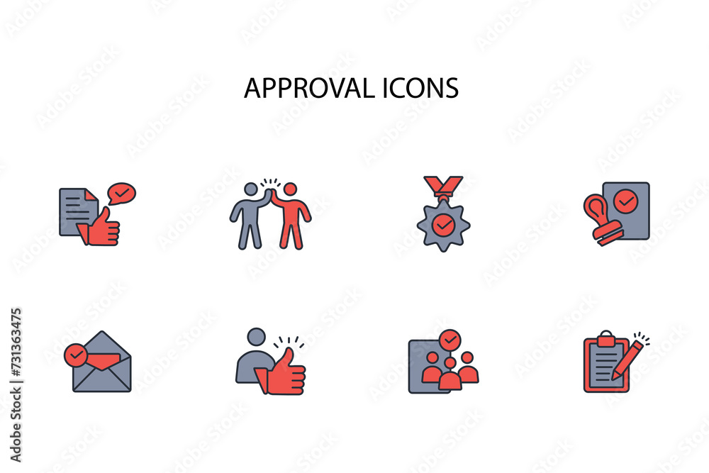 Poster approval icon set.vector.editable stroke.linear style sign for use web design,logo.symbol illustrati