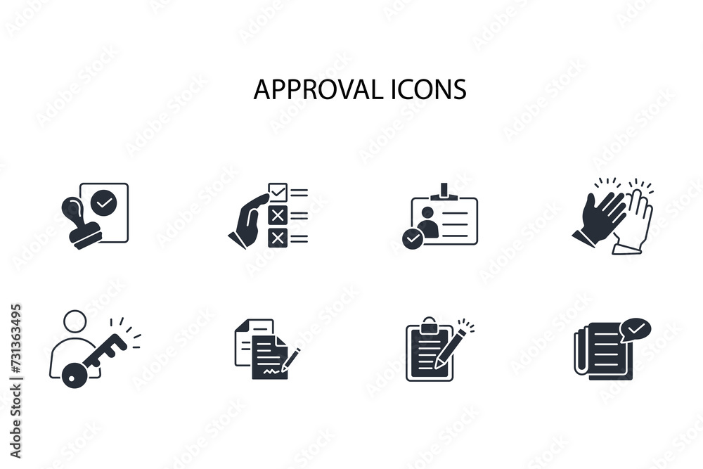 Poster approval icon set.vector.editable stroke.linear style sign for use web design,logo.symbol illustrati