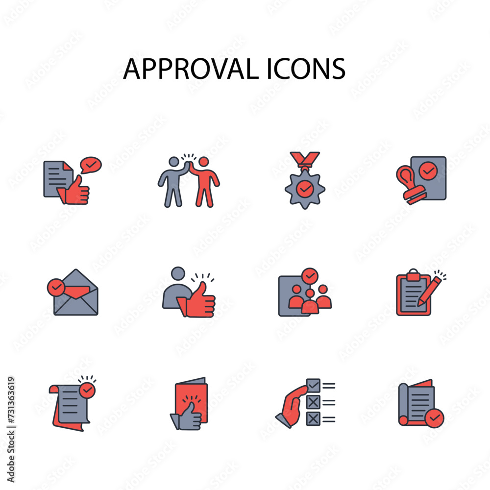 Poster approval icon set.vector.editable stroke.linear style sign for use web design,logo.symbol illustrati