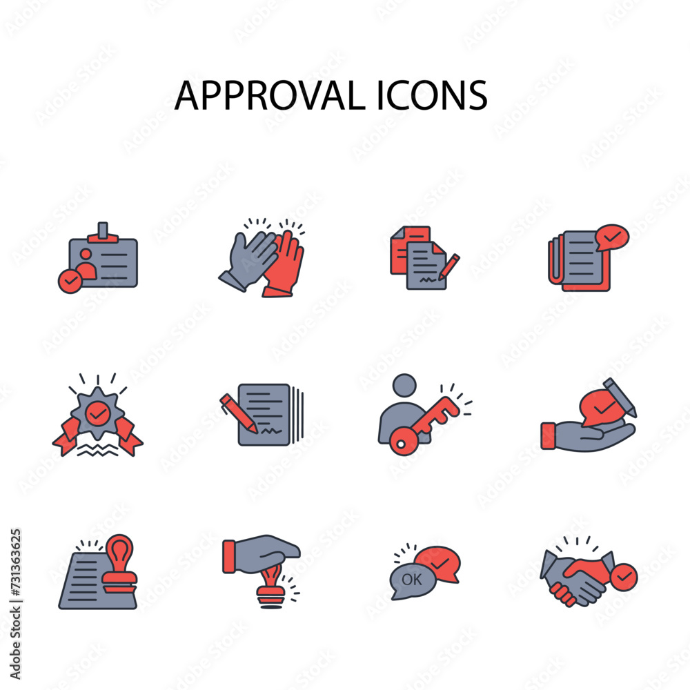 Poster approval icon set.vector.editable stroke.linear style sign for use web design,logo.symbol illustrati