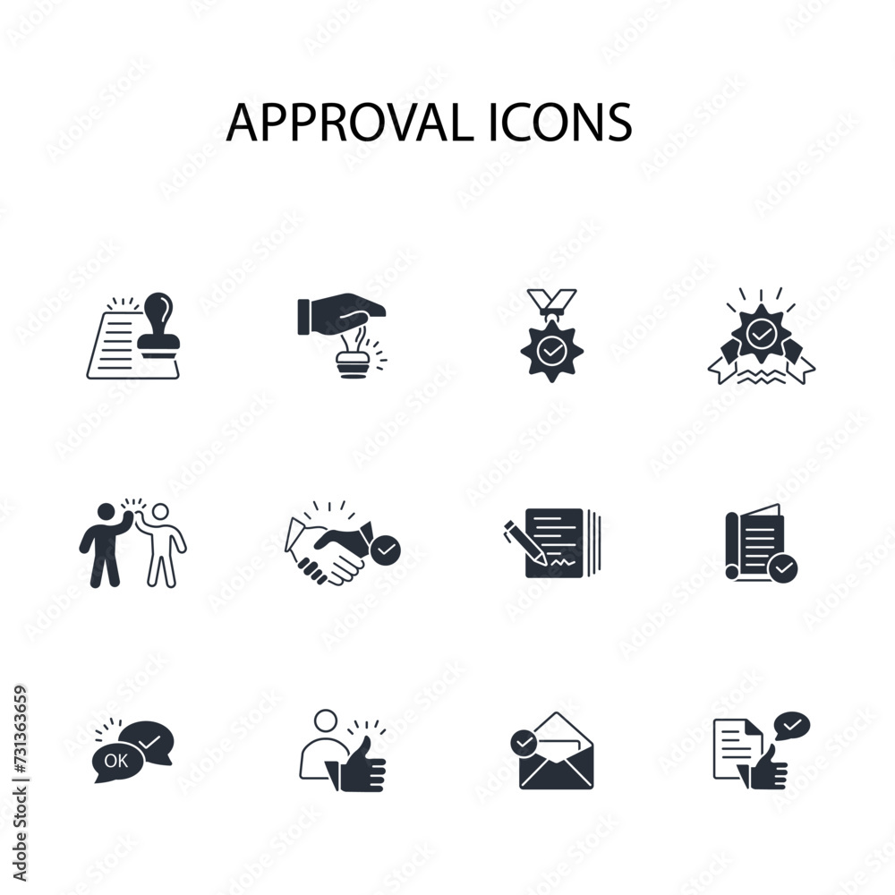 Poster approval icon set.vector.editable stroke.linear style sign for use web design,logo.symbol illustrati