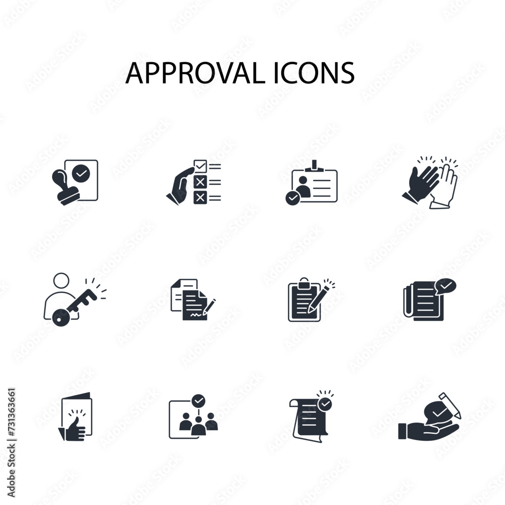 Poster approval icon set.vector.editable stroke.linear style sign for use web design,logo.symbol illustrati