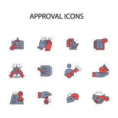 Approval icon set.vector.Editable stroke.linear style sign for use web design,logo.Symbol illustration.