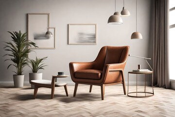 Fototapeta na wymiar HD Showcase of Minimal Leather Armchair Shapes, Expertly Cut Out Against Transparent Backgrounds, Crafted in 3D for Impeccable Realism, Presented in PNG Format to Redefine Contemporary Spaces with Sle