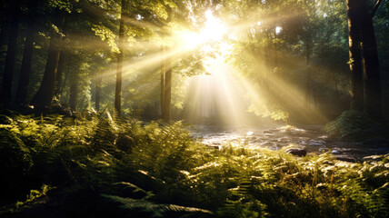 Landscape shot with stunning lens flare and bokeh effects