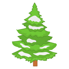 Green tree covered with snow vector isolated 