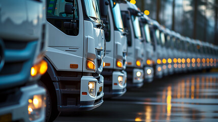 Naklejka premium Big group of trucks parked
