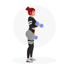 Illustration of a beautiful athletic girl working out in the gym. Fitness girl. Sports girl.