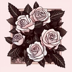 Monochrome Roses Illustration