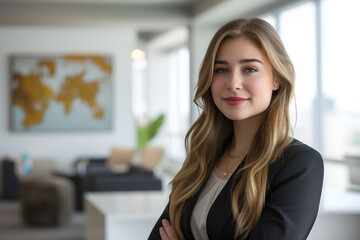 Fototapeta premium Vertrauenswürdige Business Frau im Büro Alltag
