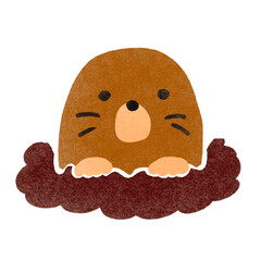 スタンプ風のひょっこりモグライラスト