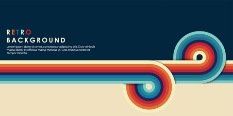 Retro vintage 70s style stripes background poster lines. shapes vector design graphic 1970s retro background. abstract stylish 70s era line frame illustration	