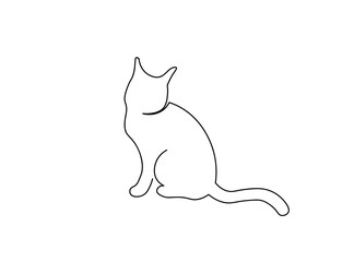 Cat Single Line Art Drawing