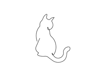 Cat Single Line Art Drawing