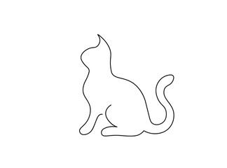 Cat Single Line Art Drawing