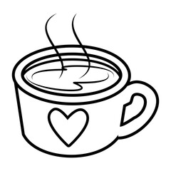 Hot coffee cup vector in black and white