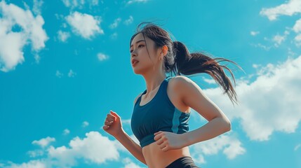 ランニングしているスポーツウェアの女性
