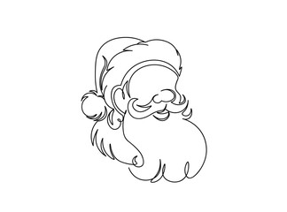Santa Face Single Line Art Drawing