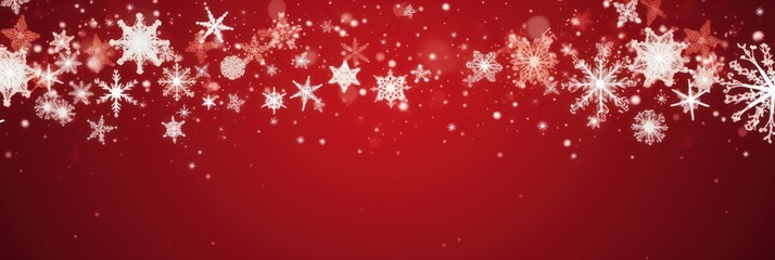 Obraz na płótnie Canvas Red christmas card with white snowflakes vector illustration 
