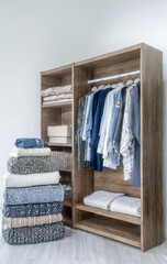 Beautiful Wardrobe Neat Clean And Well Stacked On White Background With Blank Space For Copy Text