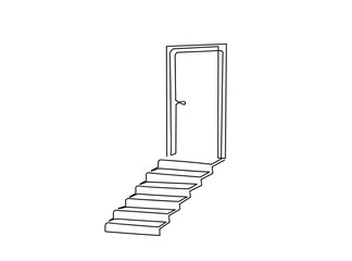 VDoor Single Line Art Drawing