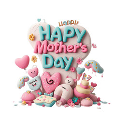 Obraz na płótnie Canvas Mothers day png in 3d render illustration on transparent background.