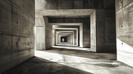 Modern Concrete Tunnel Structure with Abstract Side Openings